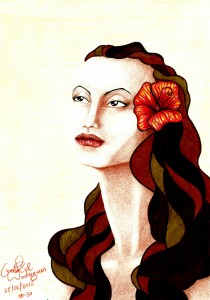 “Modinha para Gabriela” é um dos desenhos que estará exposto na mostra. (Foto: Cedida) Modinha-para-Gabriela-210x300