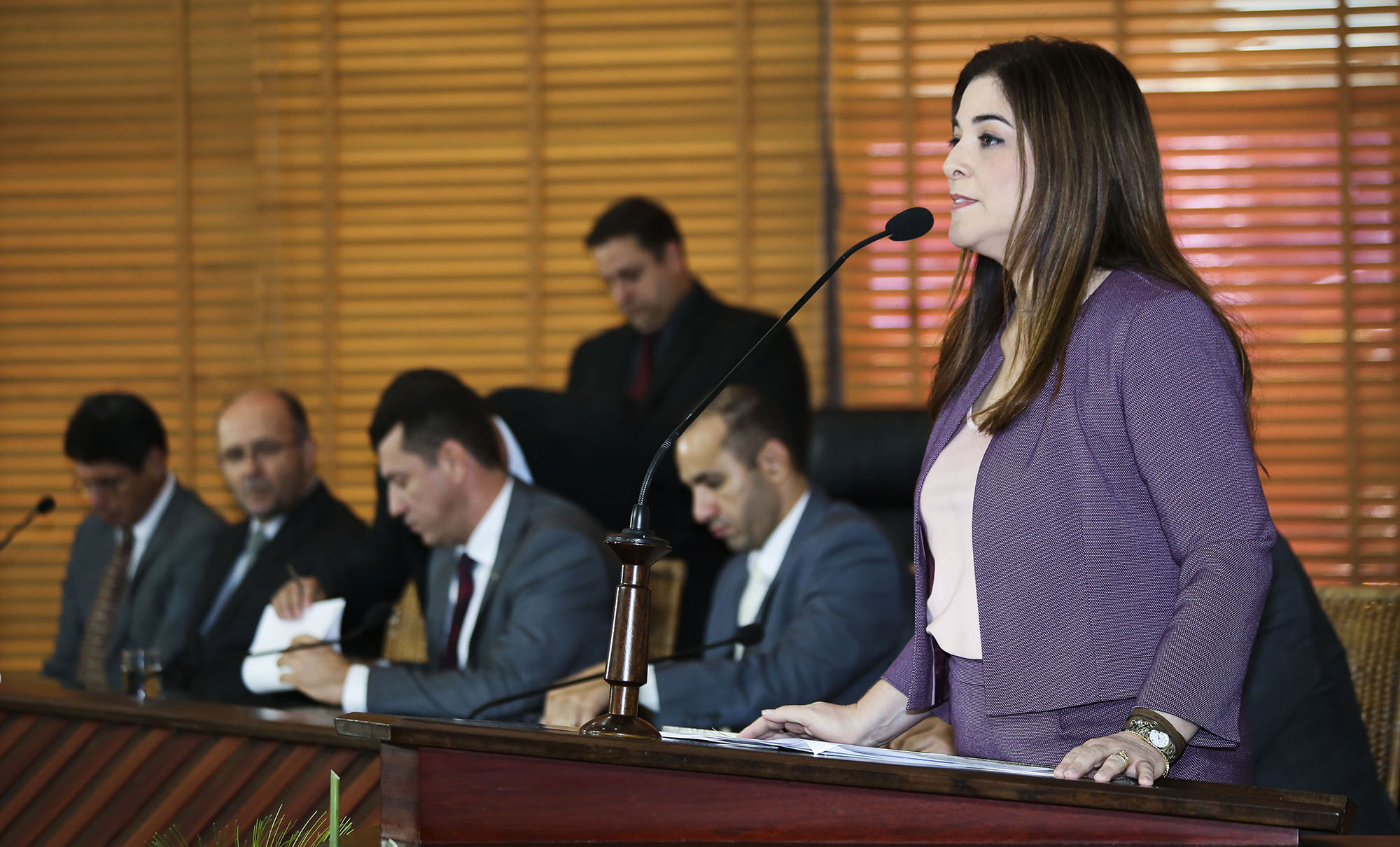Vice-governadora Nazaré Araújo durante leitura da mensagem governamental/Foto: Secom Secom AcreGM0302154528