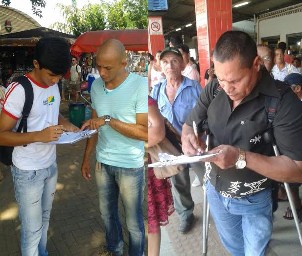 Sindicalistas colhem assinaturas no centro de Rio Branco para CPI do transporte público assinaturascpi2
