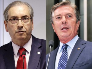 PUXANDO A FILA – O presidente da Câmara dos Deputados, Eduardo Cunha, e o senador Fernando Collor: segundo o MP, eles foram destinatários do propinoduto da Petrobras(Ueslei Marcelino/Reuters/Waldemir Barreto/Ag. Senado)