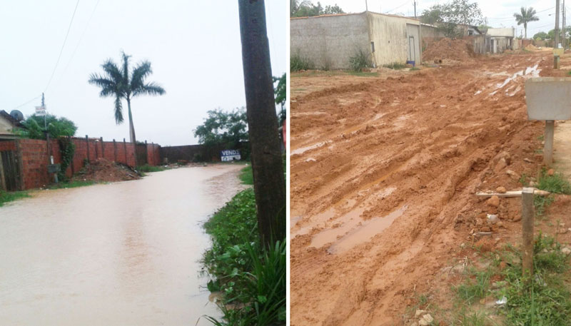 Após obras inacabadas, água e lama tomam conta das ruas do Santo Afonso