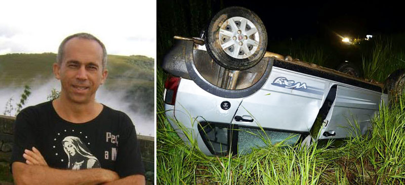Padre perdeu o controle da direção do veículo e capotou