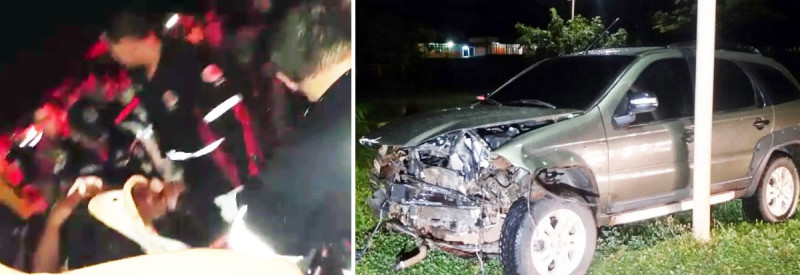 Motorista de um dos carro é socorrido pelo paramédicos/Foto: Ecos da Notícia