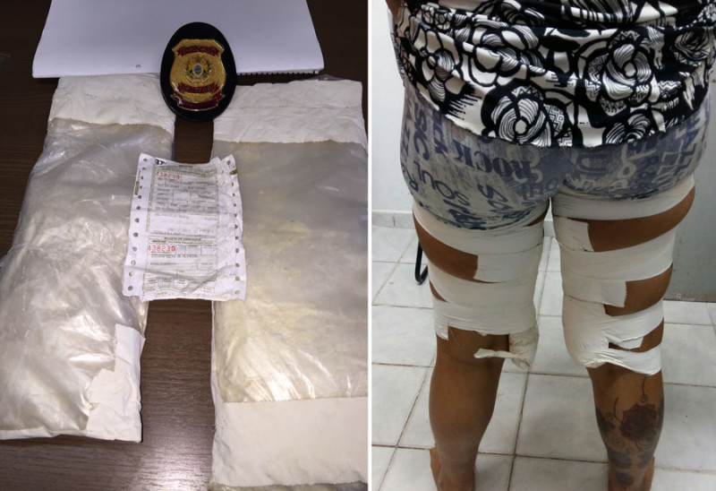 Mulher transportava a droga enrolada ao corpo