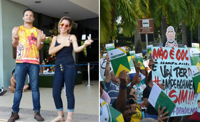 Petistas são acusados de monitorar ato contra Dilma e são flagrados fazendo gestos obscenos