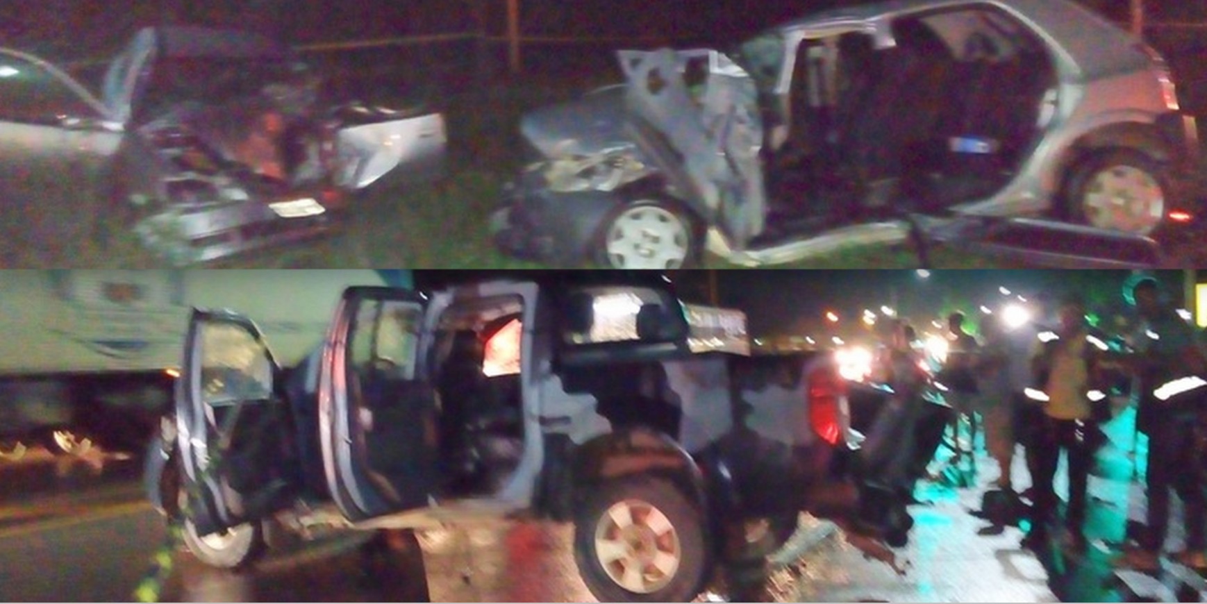 Veículos ficam destruídos após choque com caminhonete; criança de 2 anos estava no Celta