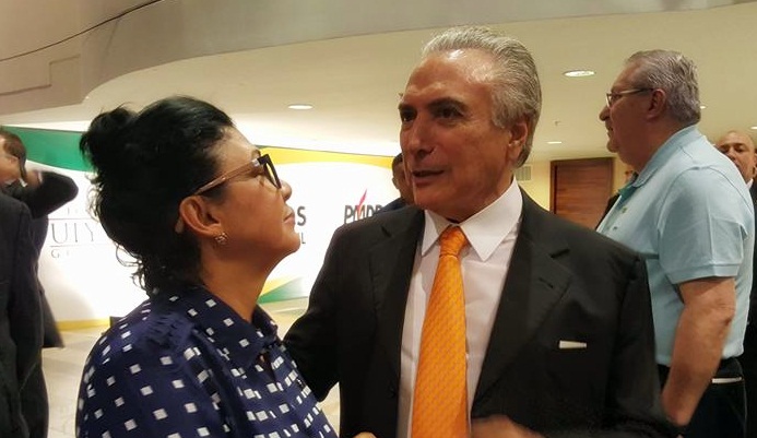 Sinhasique conversa com Temer, em Brasília/Foto: Arquivo pessoal