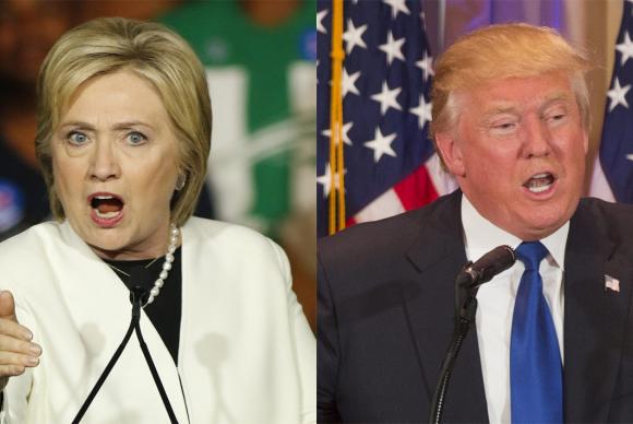Os candidatos Hillary Clinton e Donald Trump, que disputam a indicação dos partidos Democrata e Republicano para as eleições à presidência dos Estados Unidos -Agência Lusa