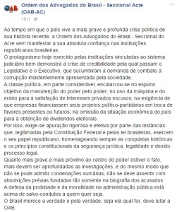 Nota da OAB/AC