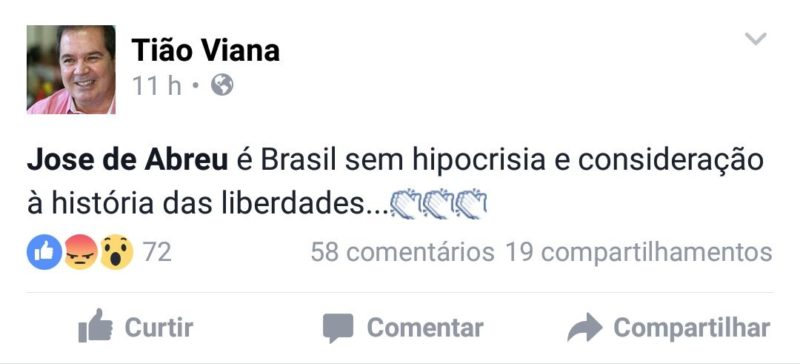 Publicação de Tião Viana gera polêmica