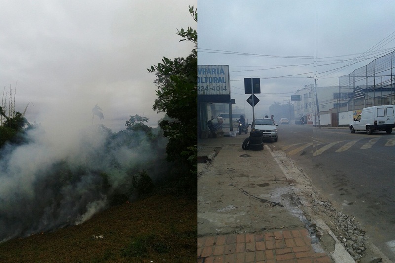 Bombeiros apagam fogo em frente ao colégio Sao José