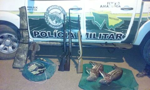 Batalhão Ambiental prende homens com armas de fogo e caça ilegal
