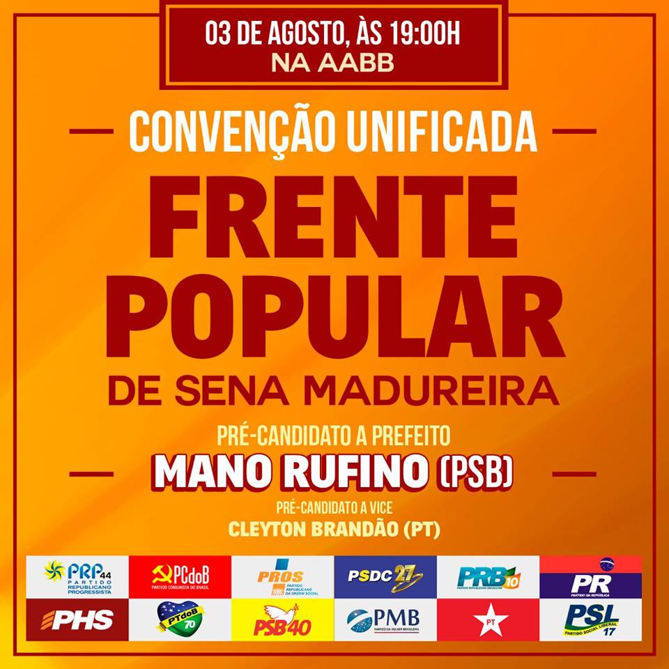 Mano Rufino deve oficializar nome na disputa pela reeleição à prefeitura de Sena hoje
