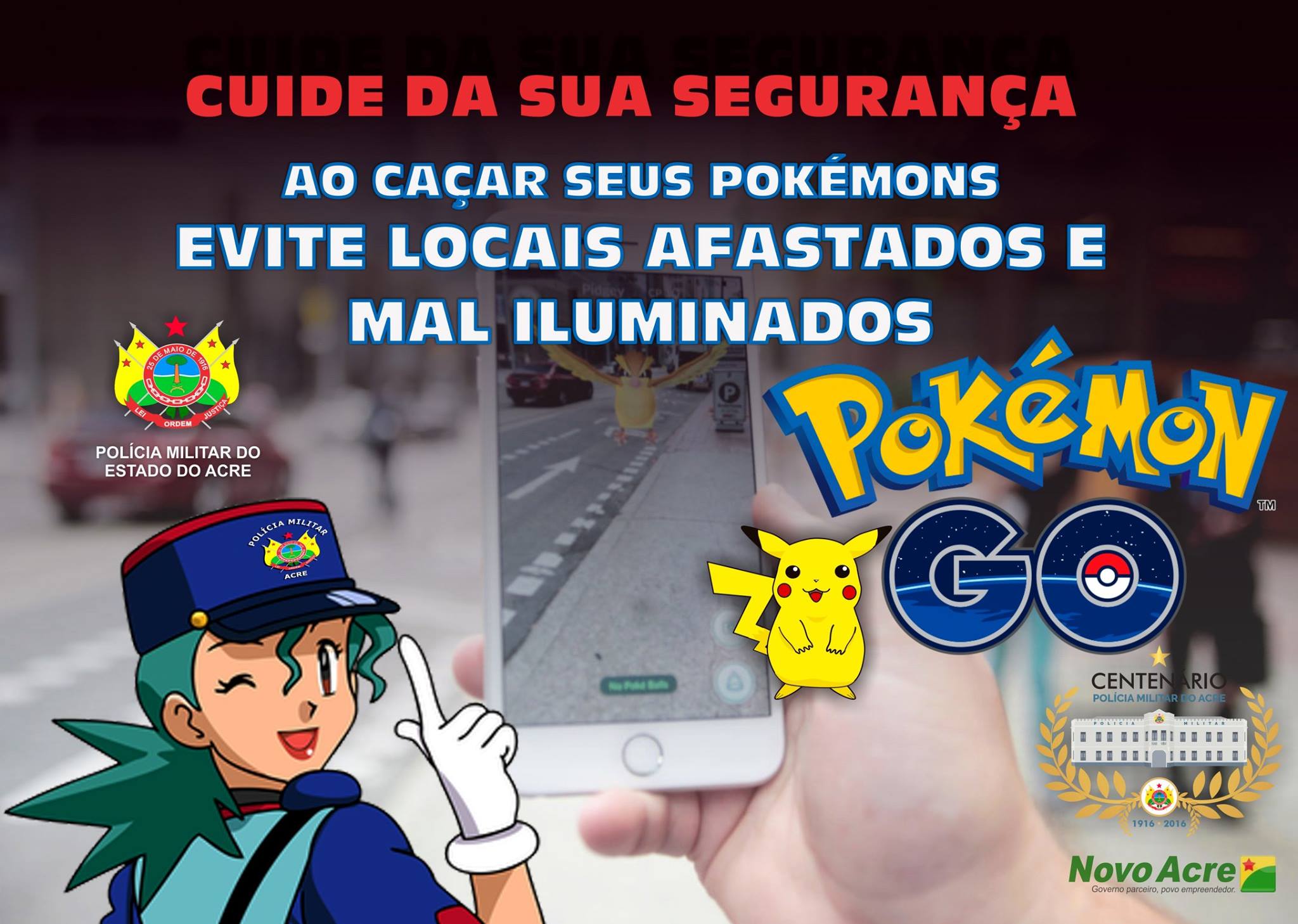 Polícia Militar cria campanha para instruir caçadores de Pokémon em Rio Branco