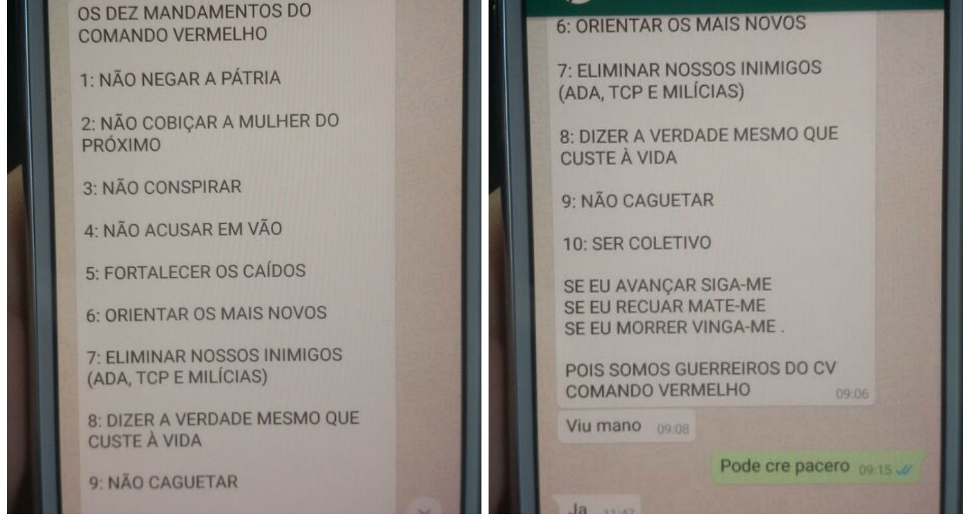 “O crime é a melhor opção”, diz suposto estatuto do Comando Vermelho interceptado pela polícia