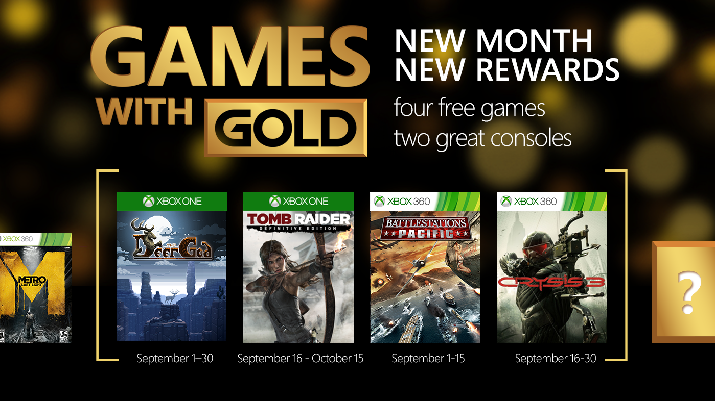Confira a lista de jogos da Games With Gold para Setembro