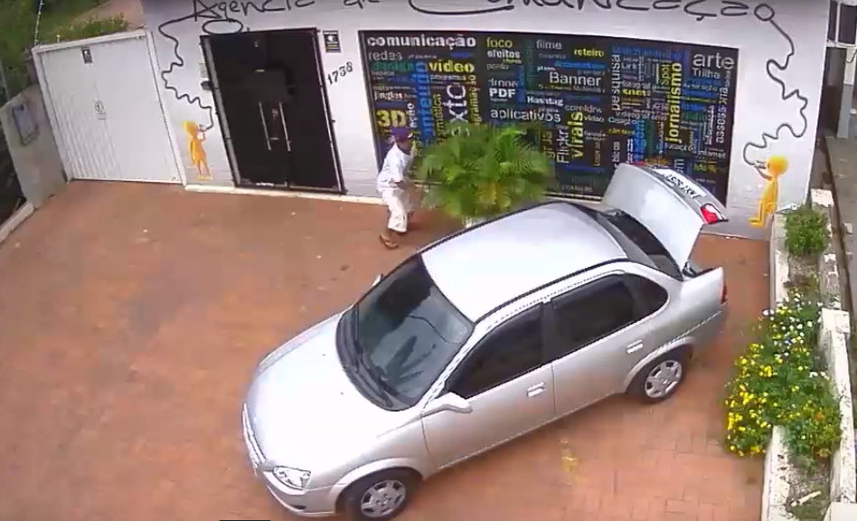 Jovem furta vaso de planta de agência de publicidade e dono posta vídeo no Facebook
