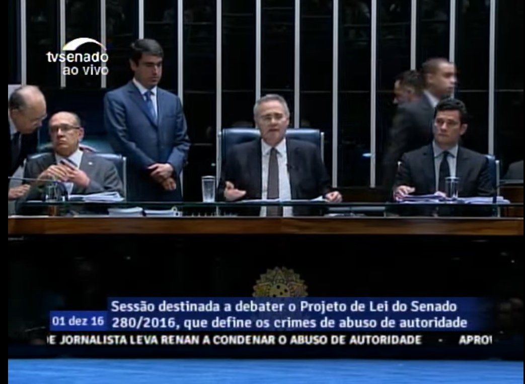 Sérgio Moro está ao vivo no Senado Federal ao lado de Renan Calheiros