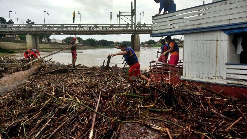 Nível do Rio Acre apresenta leve vazante e Defesa Civil segue com limpeza de balseiros