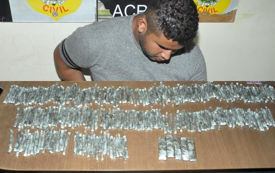 Após ser preso pelo Bope com 280 tabletes de maconha, homem diz: “Eu ia fumar tudo”