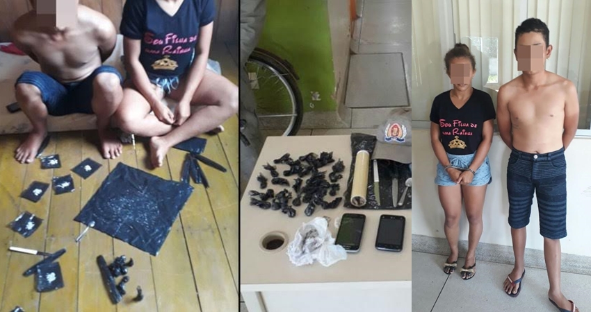 Polícia Militar flagra adolescente e maior enquanto embalavam drogas para a venda