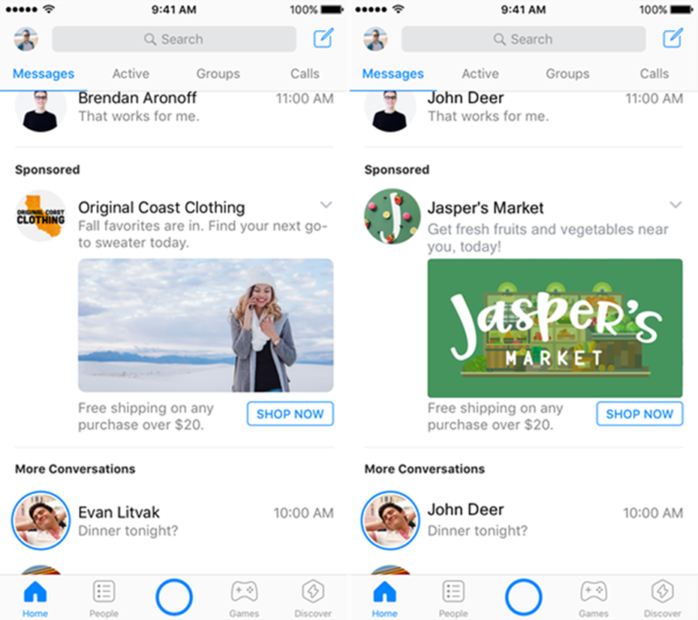 Facebook Messenger passa a exibir publicidade na lista de amigos