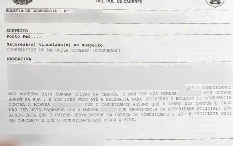 Homem diz que não aguenta mais ser traído e faz boletim contra a mulher em MT