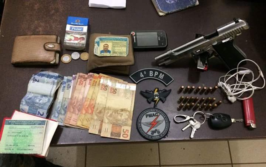 Policiais militares apreendem dupla com arma de fogo no bairro Nova Esperança