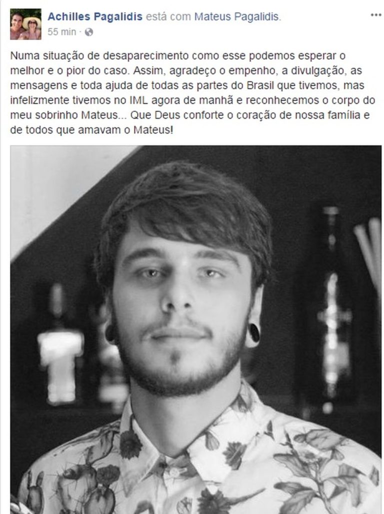 Carioca que estava desaparecido em SP é encontrado morto