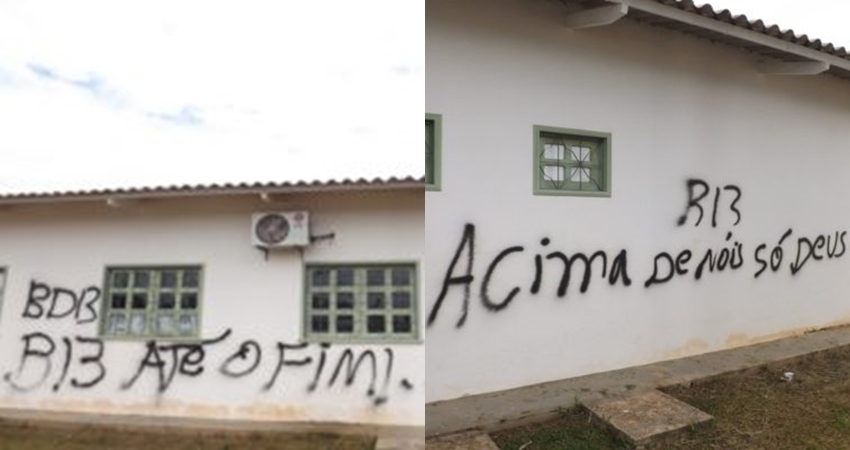 Facção ‘Bonde dos 13’ picha muro de Posto de Saúde em Feijó