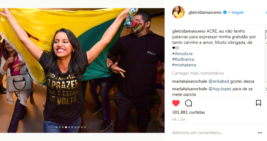 Na volta ao Acre, até blusa de Gleici chama atenção e vai parar na capa da Capricho