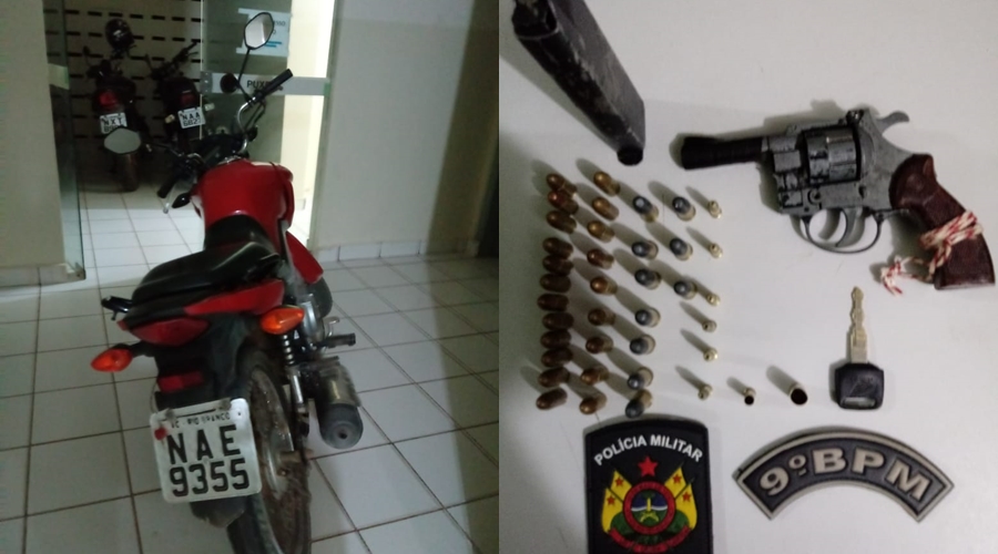 Polícia prende integrante de facção com arma, munições e moto roubada em Plácido de Castro