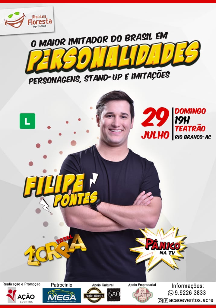 Ação Eventos traz stand up Personalidades com Filipe Pontes, ex Pânico na Band