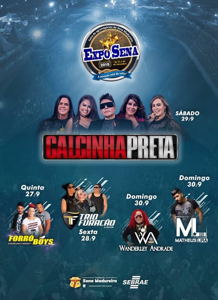 ExpoSena 2018: organização divulga atrações e confirma Calcinha Preta e Wanderley Andrade