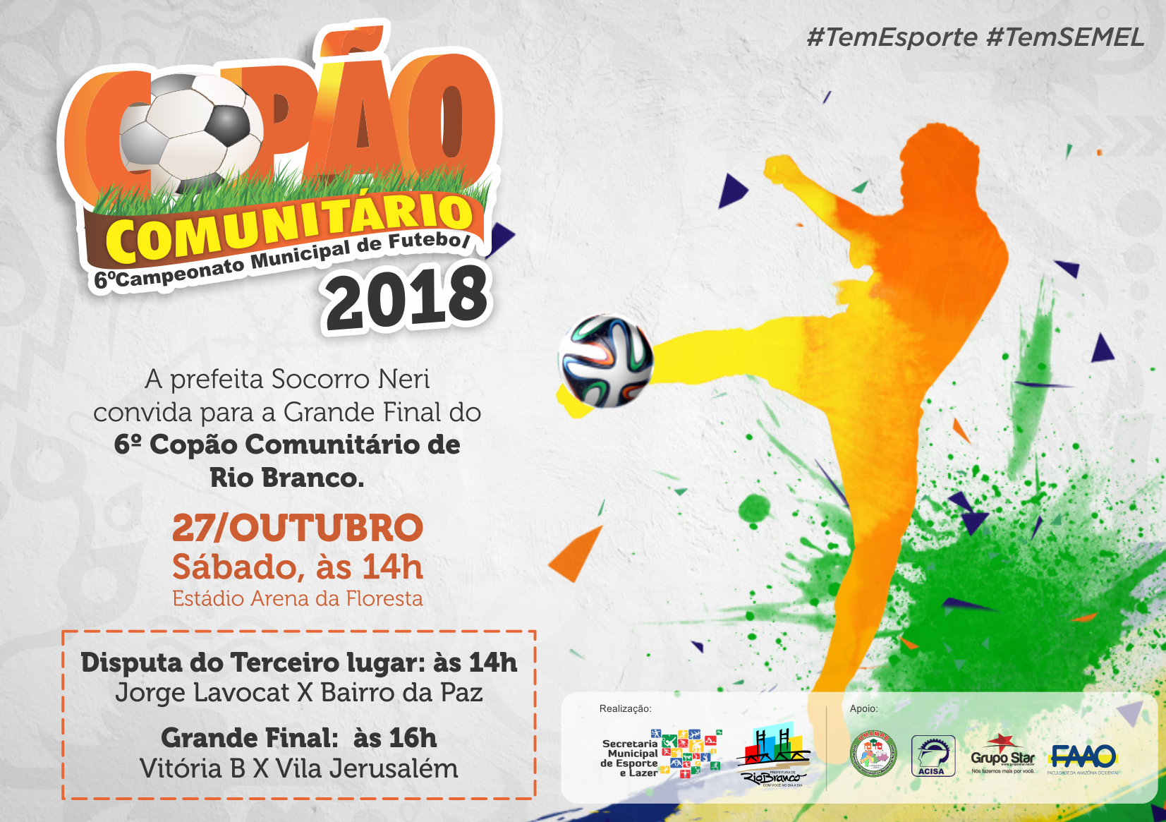 Final do Copão Comunitário começa sábado, no Arena da Floresta