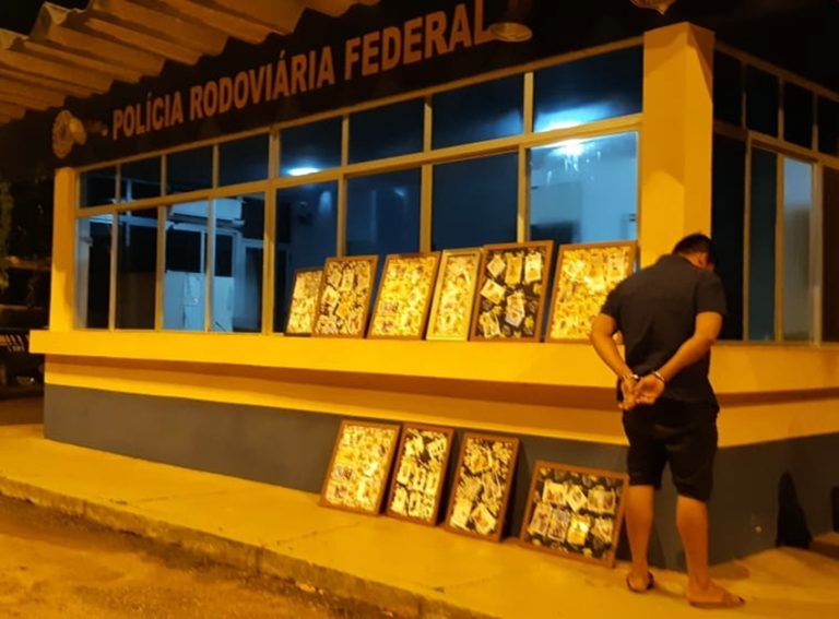 PRF prende homem com moto roubada e boliviano com cocaína escondia em obras de arte na BR-364