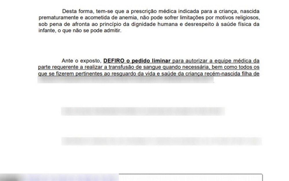 Juiz contraria pais Testemunhas de Jeová e autoriza transfusão de sangue para bebê prematuro internado em Goiânia