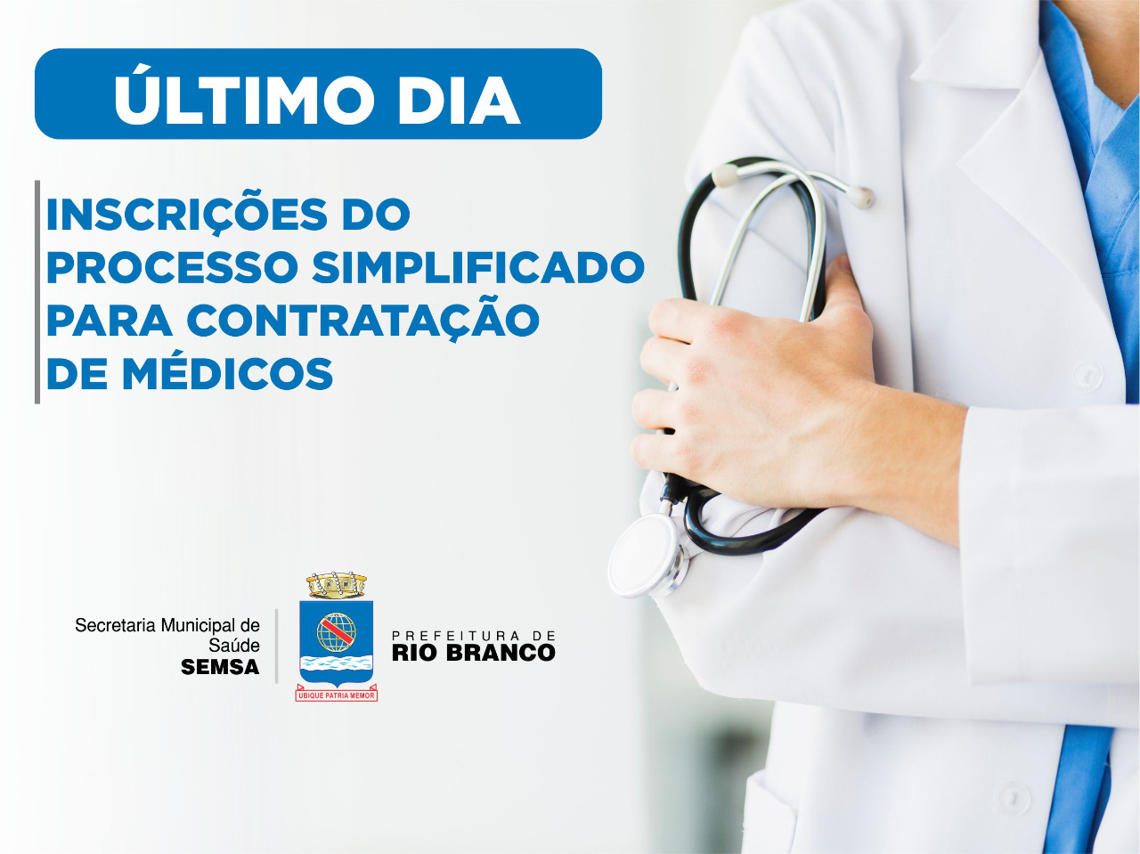 Semsa encerra nesta sexta-feira as inscrições do concurso para contratação de médicos