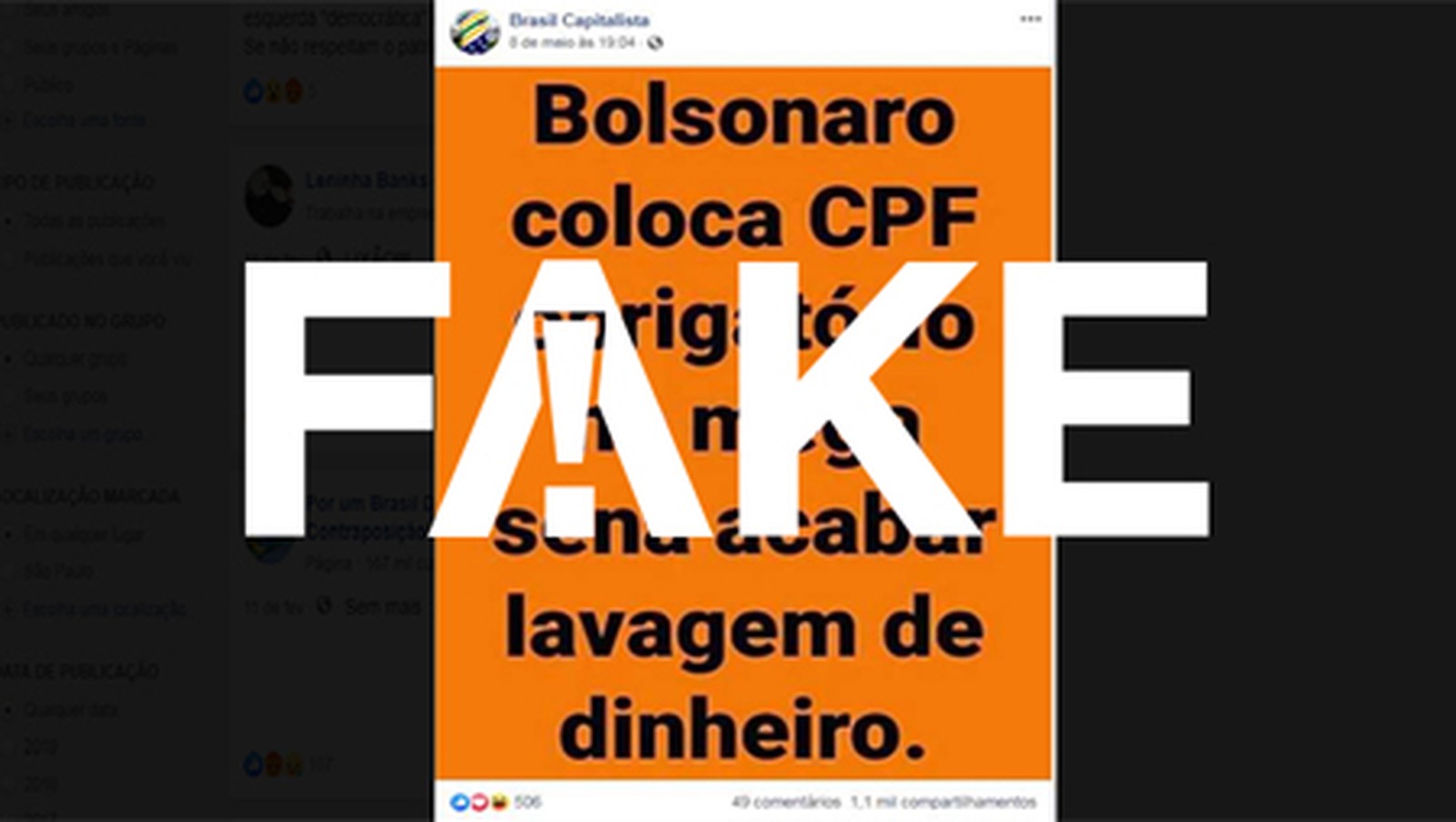 É #FAKE que Bolsonaro obrigou inscrição do CPF em apostas da Mega-Sena