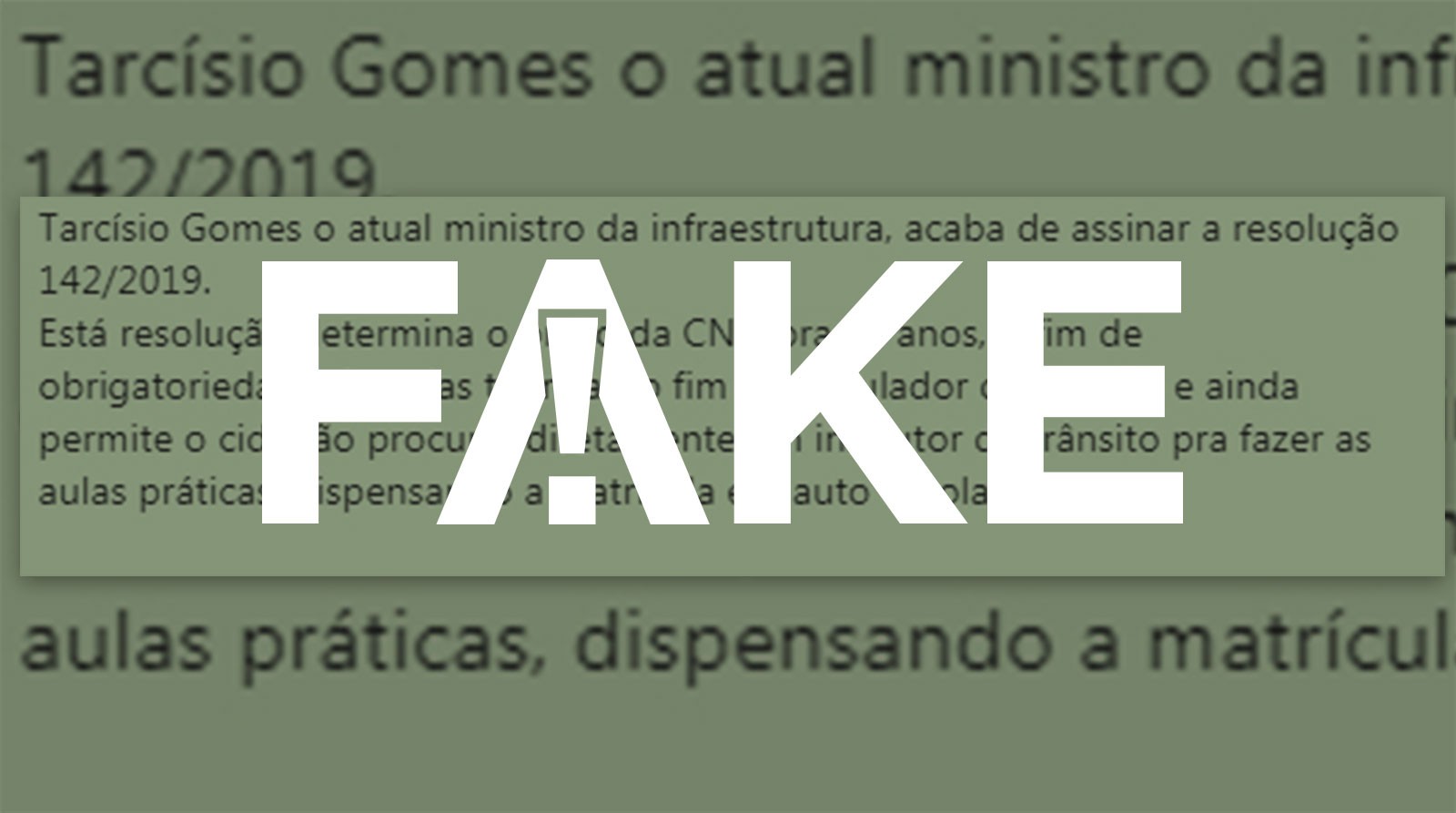 É #FAKE que resolução determina fim de aulas teóricas de direção e amplia para 20 anos prazo da CNH