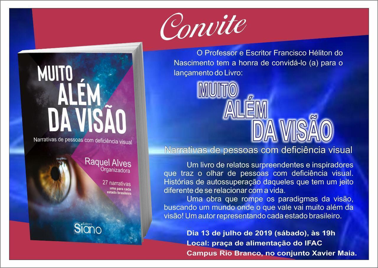 Professor do Ifac lança relato em livro com narrativas de pessoas com deficiência visual