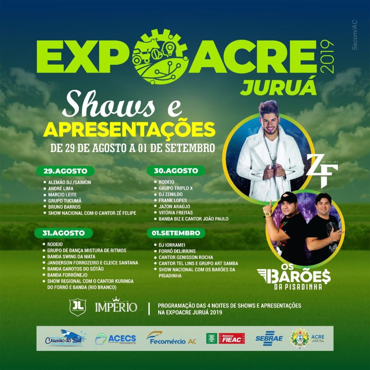 Ingressos para shows da ExpoAcre Juruá já estão a venda em Cruzeiro do Sul