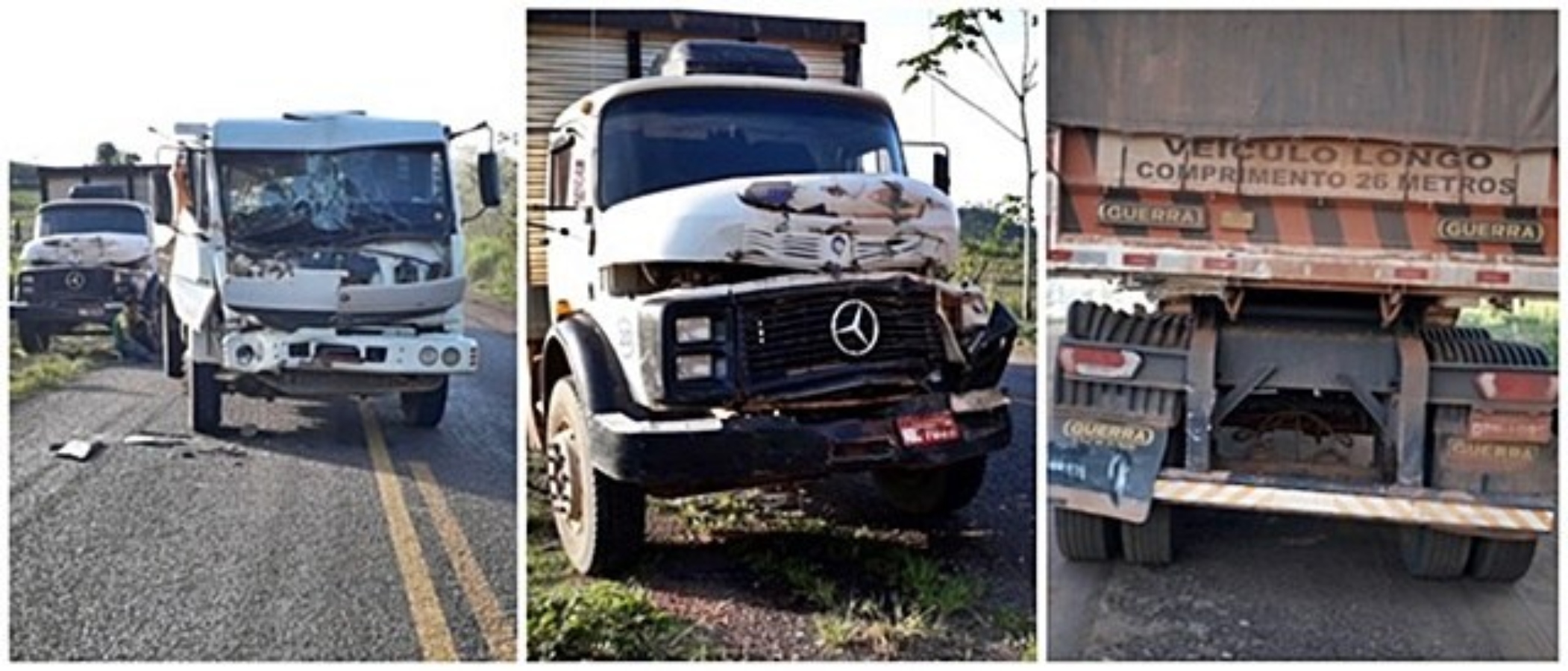 Três caminhões se envolvem em acidente na BR-364