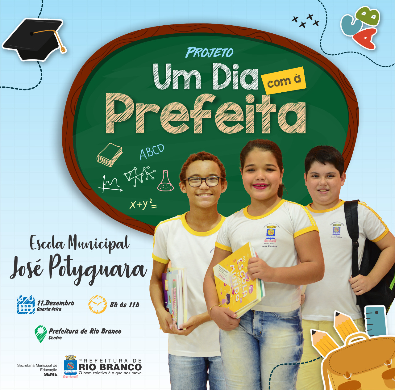 Alunos da Escola José Potyguara participam do Programa Um Dia Com a Prefeita