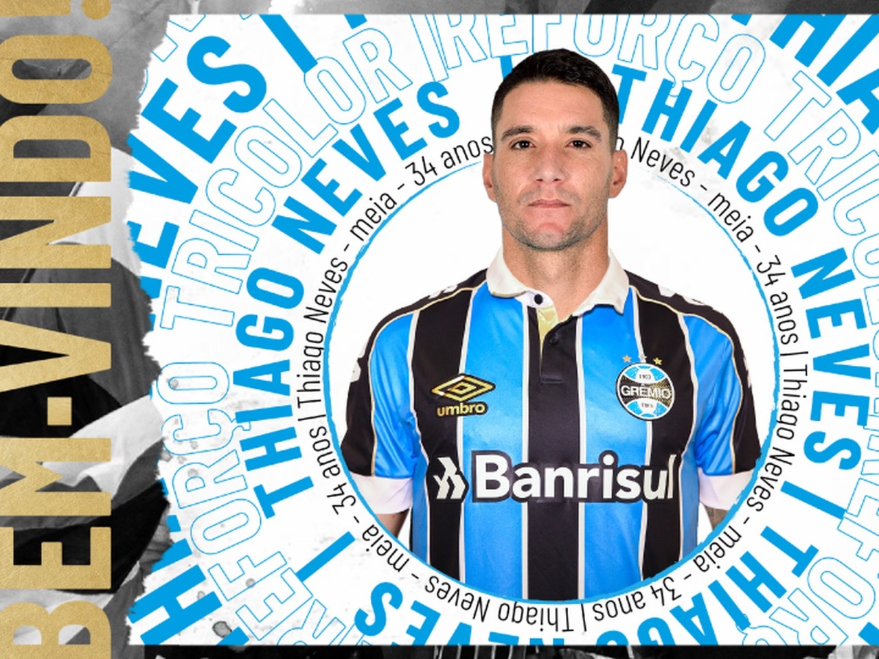 Grêmio anuncia contratação do meia Thiago Neves por uma temporada