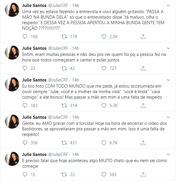 Julie relata assédio