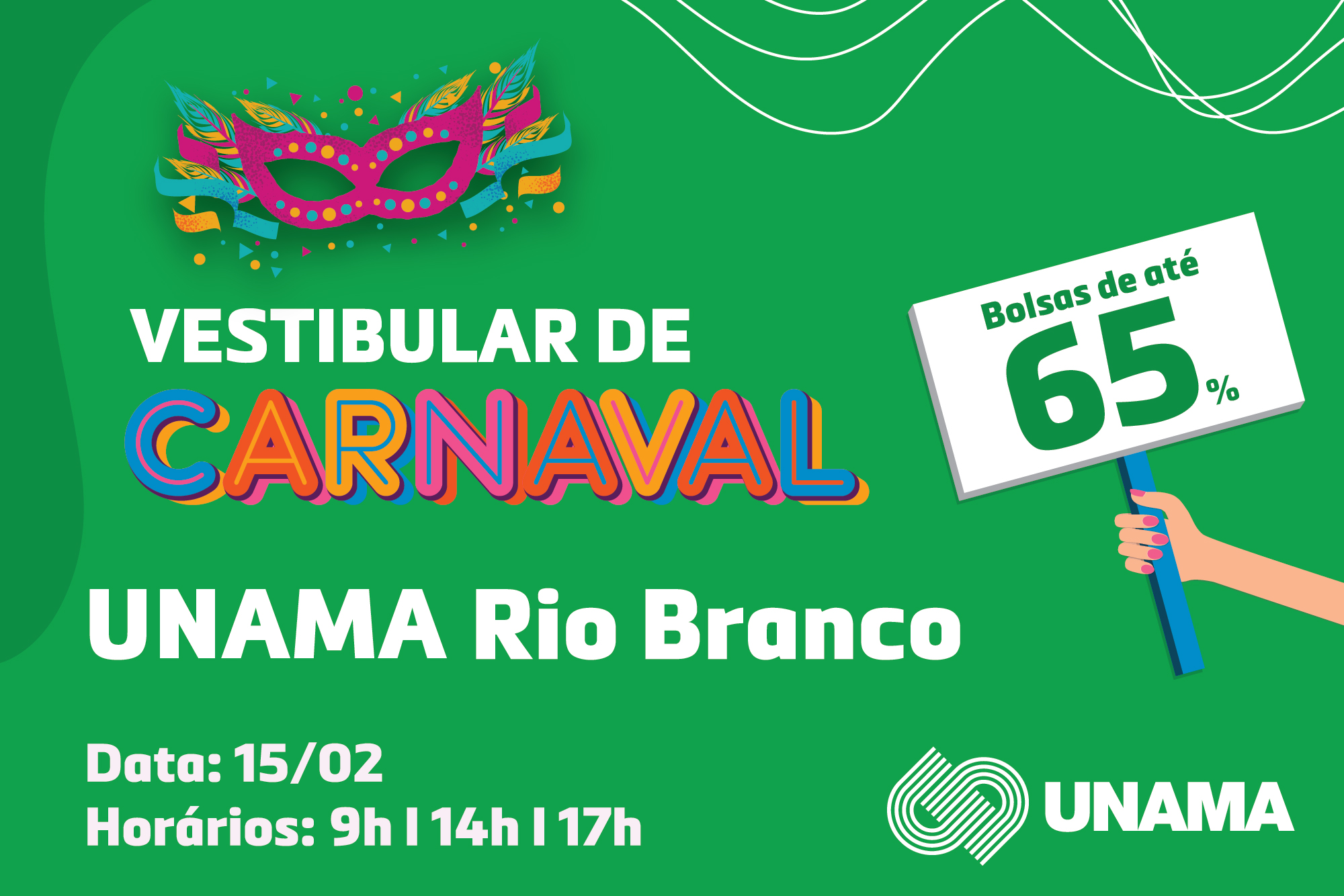 Matrículas com bolsas de até 65% na Unama Rio Branco; confira