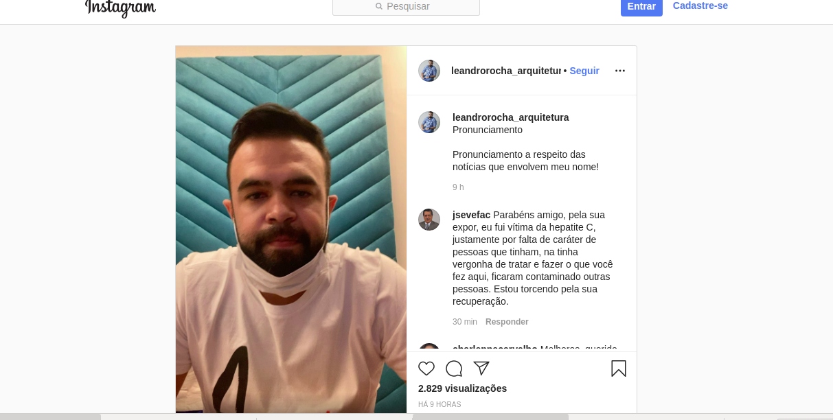 Em vídeo, arquiteto confirma ser um dos pacientes com coronavírus no AC