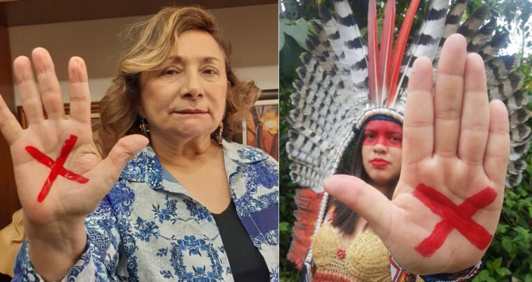 Eva Evangelista e Andressa Shanenawa apoiam a campanha contra a violência doméstica