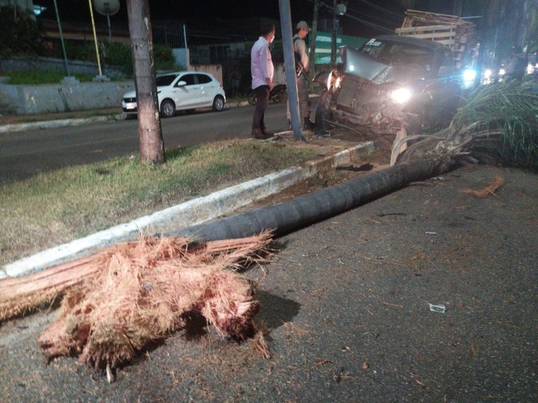 Motorista fica ferido ao colidir contra árvore enquanto desviava de moto na Av. Ceará